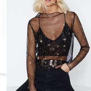 Sheer star print shirt